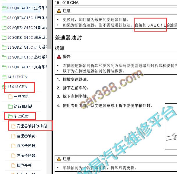2021年奇瑞瑞虎3X变速箱油加注量