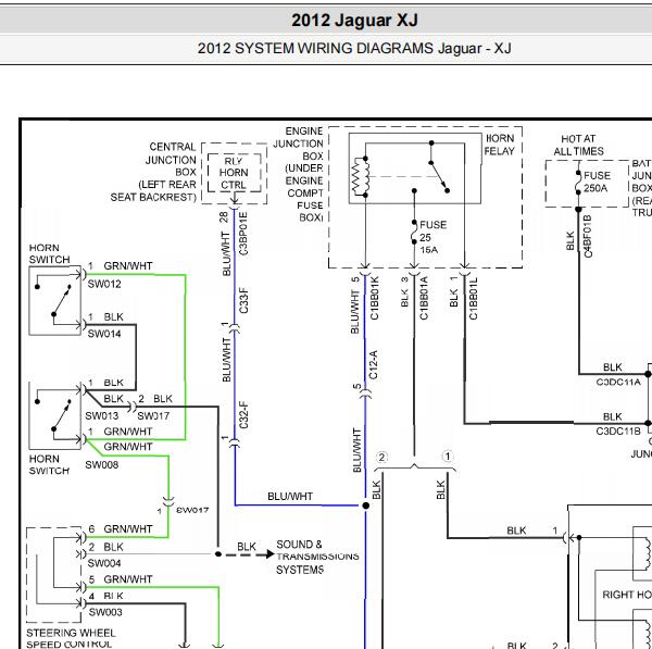 2012年捷豹XJ喇叭电路图