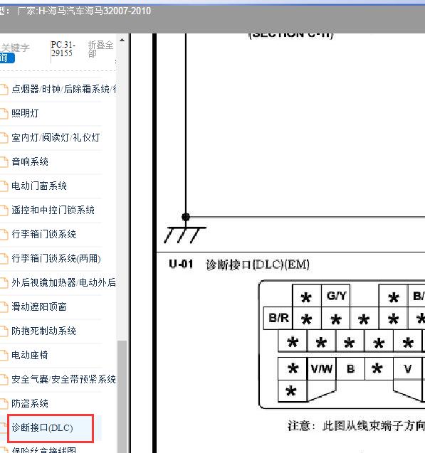2007-2010年海马汽车海马3 OBD针脚图