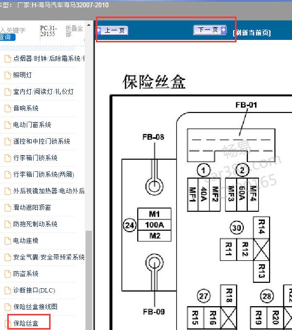 2007-2010年海马汽车海马3保险丝分配