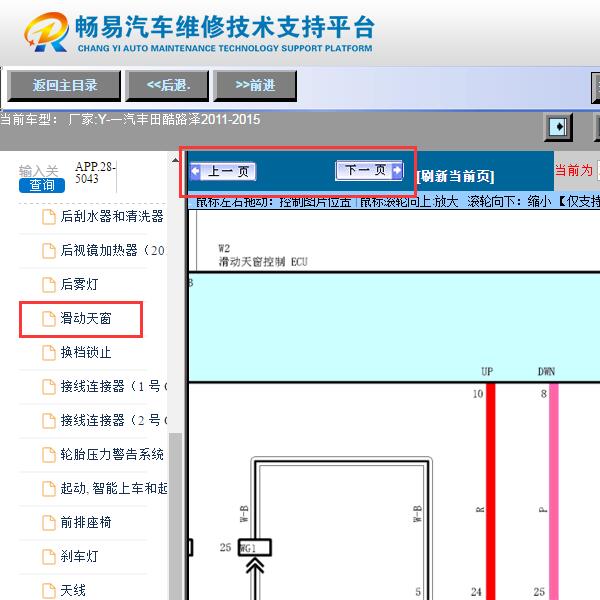 2011年丰田酷路泽  天窗电路图