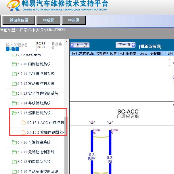 2021年长安汽车-UNI-T自适应巡航（ACC）电路图