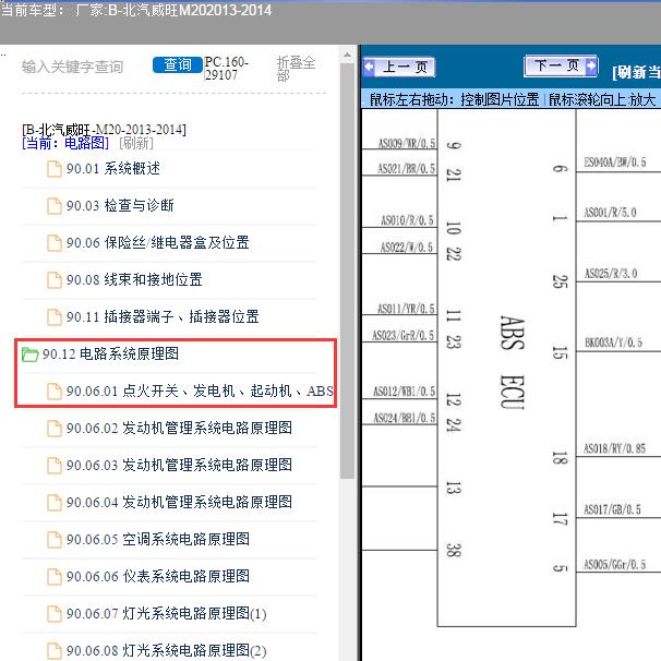 2013-2014年北汽威旺-M20 ABS电路图