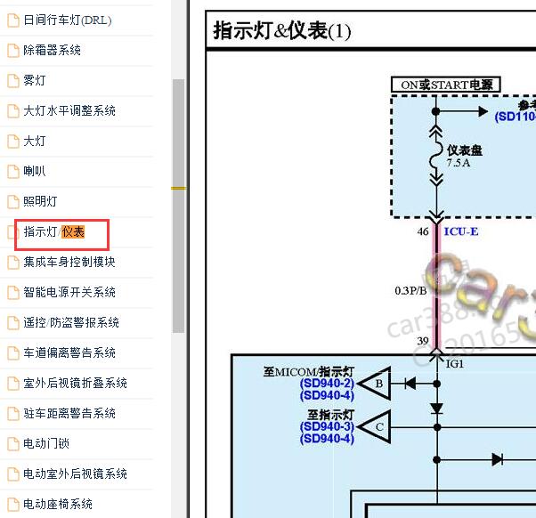2019年现代菲斯塔仪表电路图