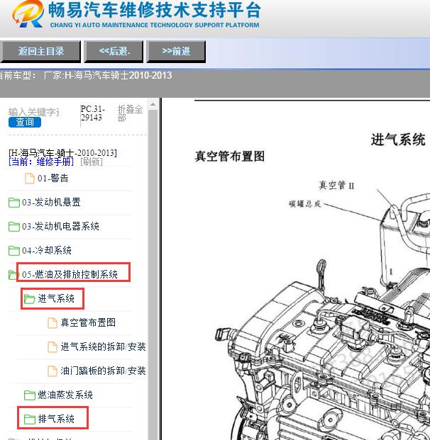 2010-2013年海马骑士发动机进排气维修手册