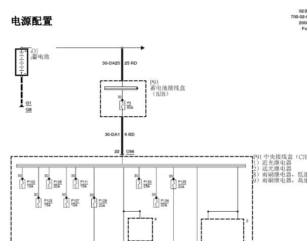 2012年福特福克斯电源电路图
