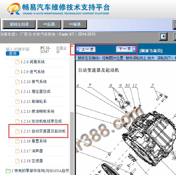 2015年长安致尚XT  变速箱模块位置