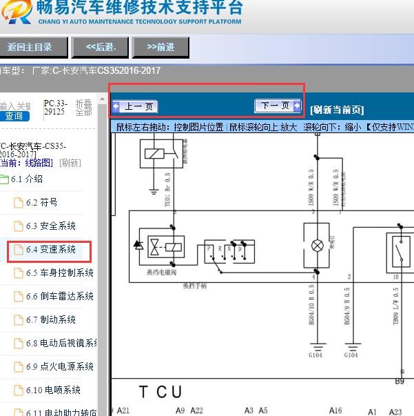 2016-2017年长安汽车CS35变速箱电路图