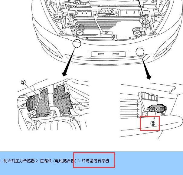 2008年日产天籁室外温度传感器位置