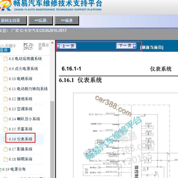 2016-2017年长安汽车CS35仪表电路图