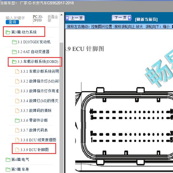 2017-2018年长安汽车-CS95 发动机针脚图