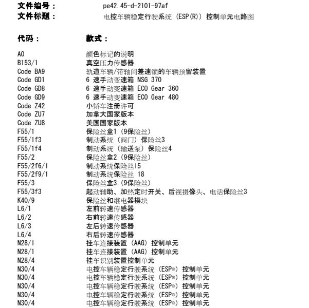 2018年奔驰斯宾特  ABS电路图和保险丝电路图