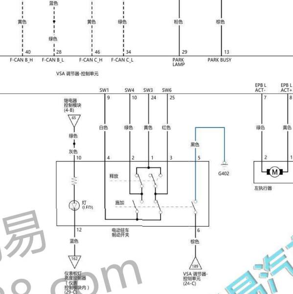 2021年本田CRV混动电子驻车系统电路图