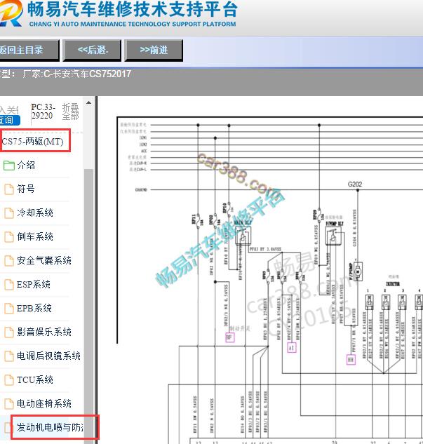2017年长安汽车CS75发动机电路图