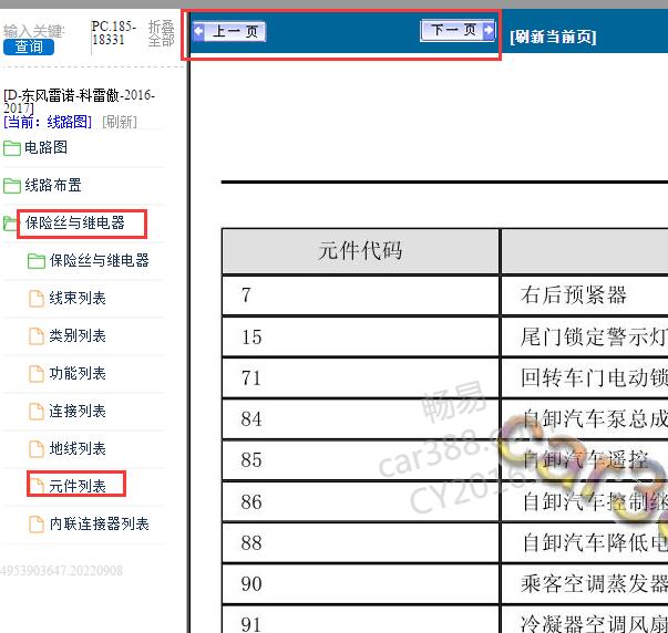 2016年雷诺科雷傲元件代码说明