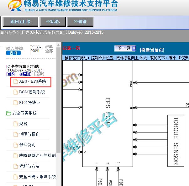 2013-2015年长安汽车-欧力威（Oulove）EPS电路图