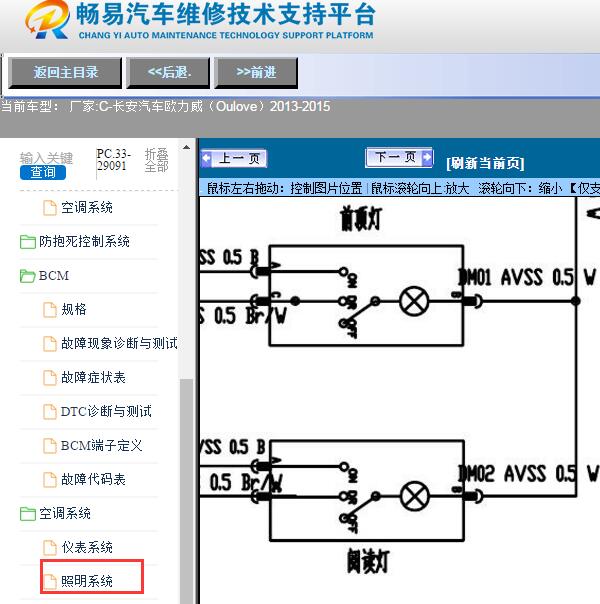 2013-2015年长安汽车-欧力威（Oulove）室内灯电路图