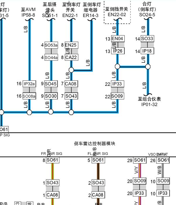 2017年远景SUV X6  倒车摄像电路图 