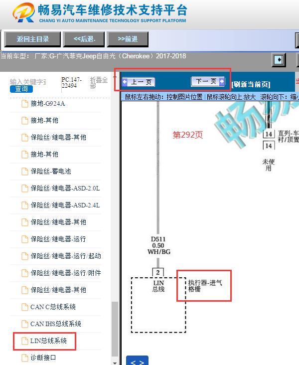 2017-2018年广汽自由光  进气格栅电路图