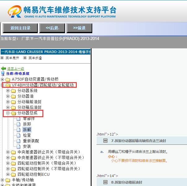 2013-2014年普拉多分动箱维修手册