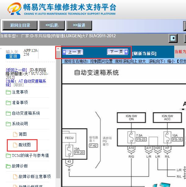 2012年纳智捷大7SUV  变速箱电路图