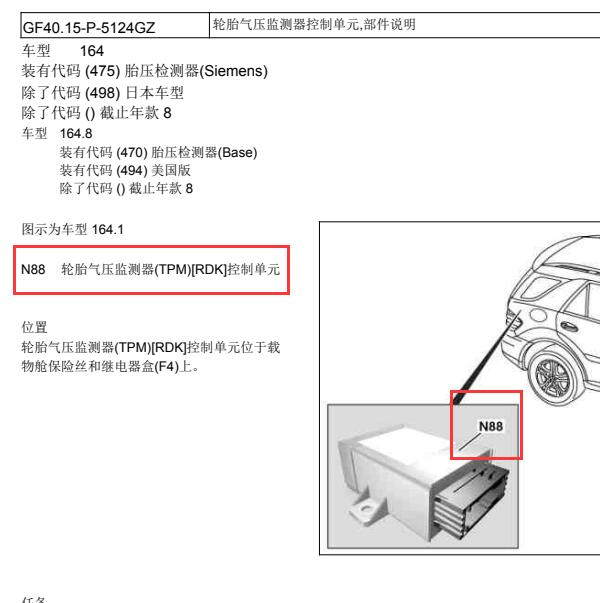 2011年奔驰GL350  胎压模块位置和电路图