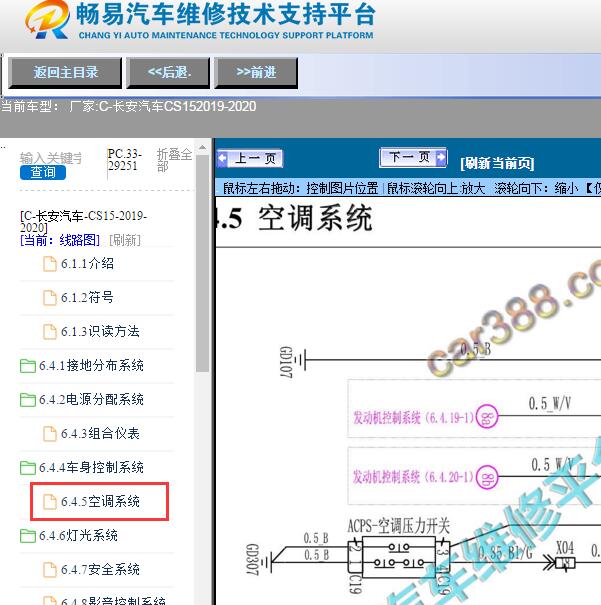 2019-2020年长安汽车-CS15空调系统电路图