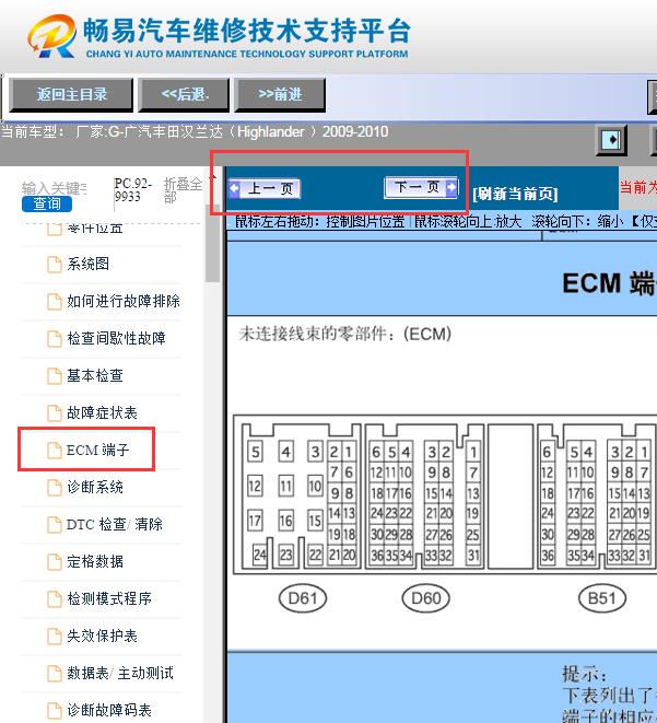 2010年丰田汉兰达  发动机针脚资料