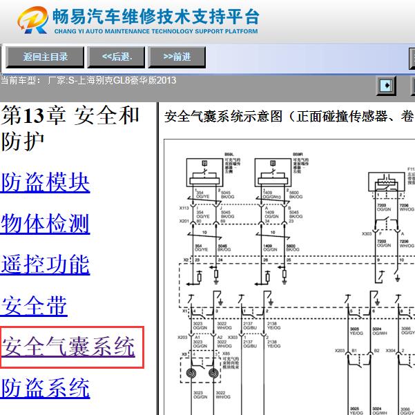 2013年别克GL8  气囊电路图