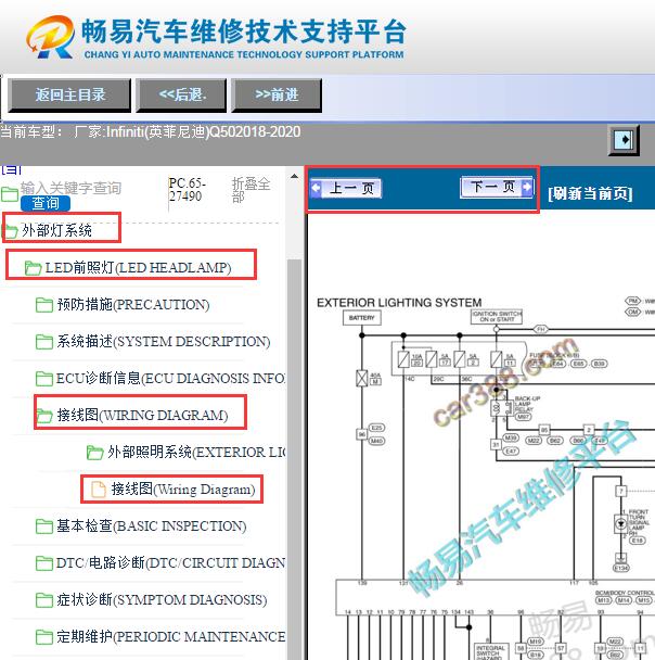 2018-2020年英菲尼迪Q50灯光电路图