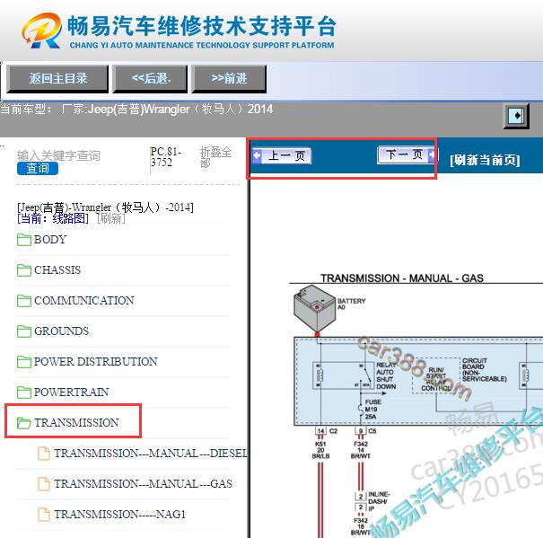 2014年吉普牧马人变速箱电路图