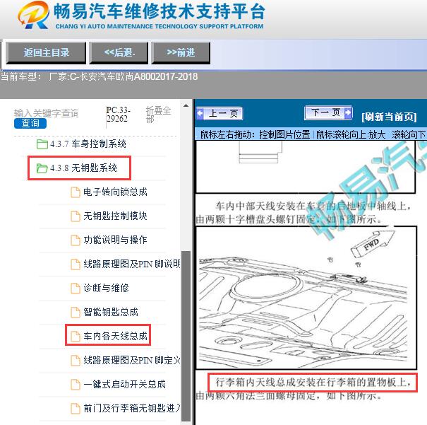 2017-2018年长安汽车-欧尚A800 尾门钥匙天线位置