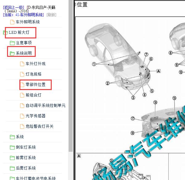2016年日产天籁大灯模块位置