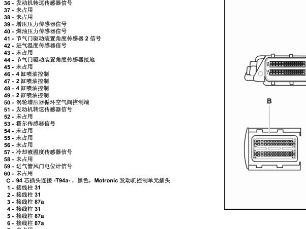 2010年大众途观发动机针脚资料