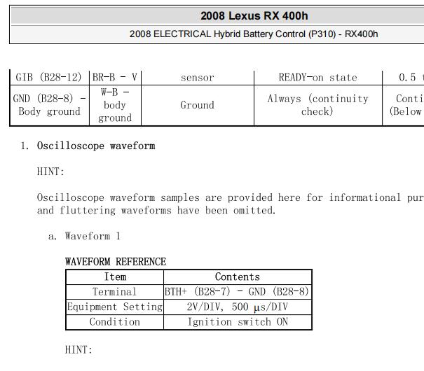 2008年雷克萨斯RX400H混合动力维修手册