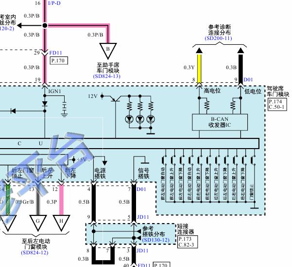 2015年现代索纳塔主驾驶开关电路图