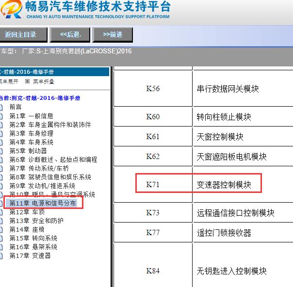 2016年别克君越(LaCROSSE)变速箱模块位置