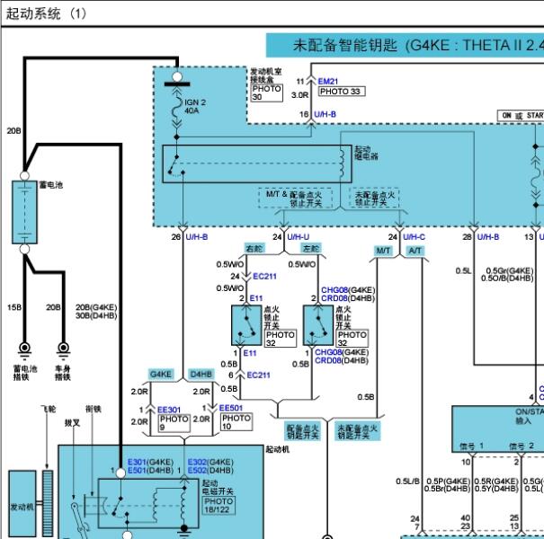 2011年现代圣达菲起动电路图