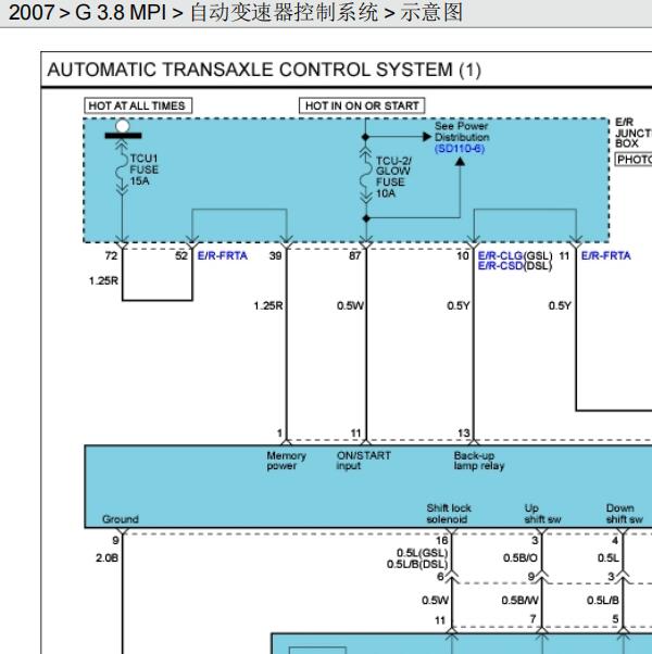 2007年现代维拉克斯变速箱电路图