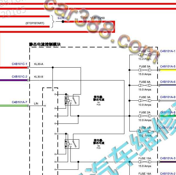 2018年路虎发现神行静态电流继电器电路图