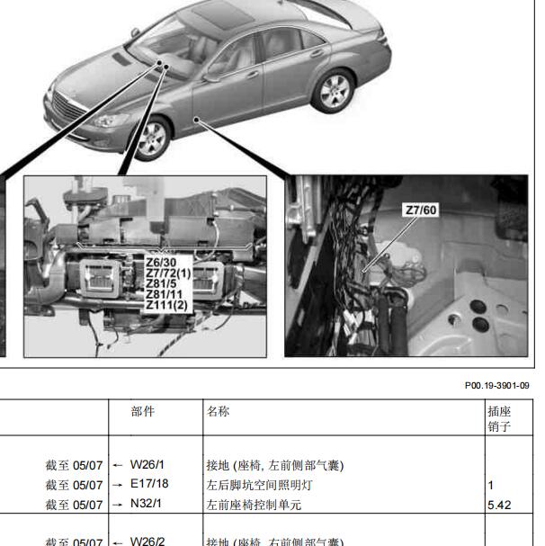 2010年奔驰S400空调系统Z760位置