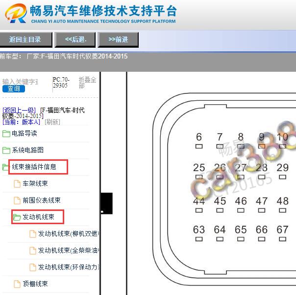 2014-2015年福田时代驭菱发动机针脚图
