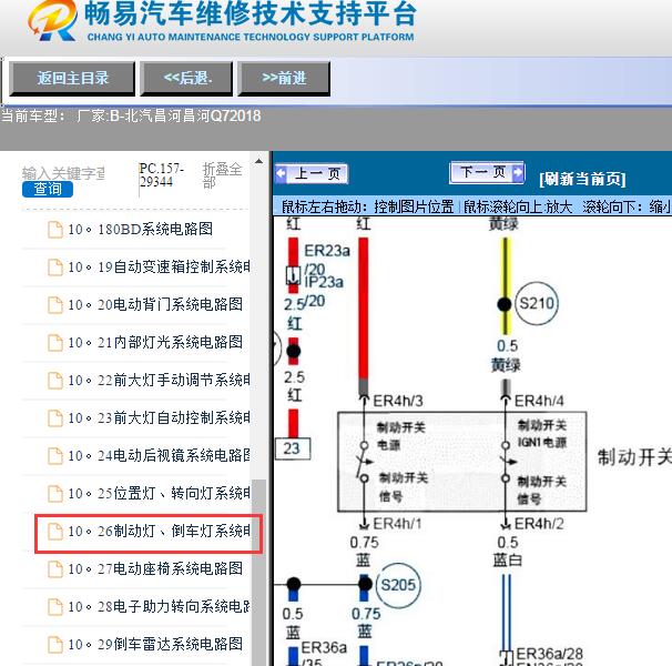 2018年北汽昌河-昌河Q7刹车开关电路图