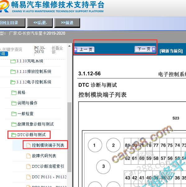 2019-2020年长安星卡发动机针脚定义