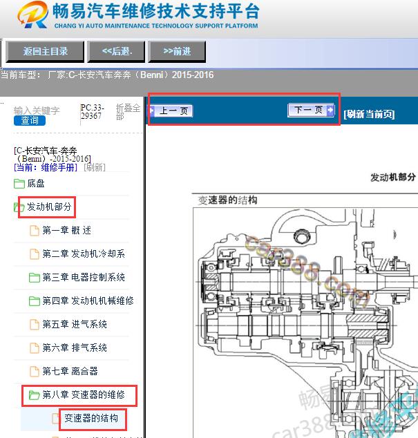 2015-2016年长安奔奔（Benni）变速箱结构位置