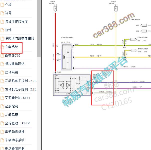 2015-2016年林肯MKC 2.0发电机电路图.