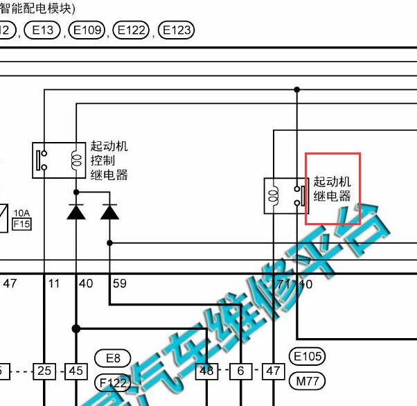 2018年日产启辰D60起动继电器电路图