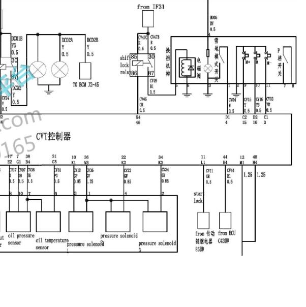 2018年风光580 变速箱档位开关电路图