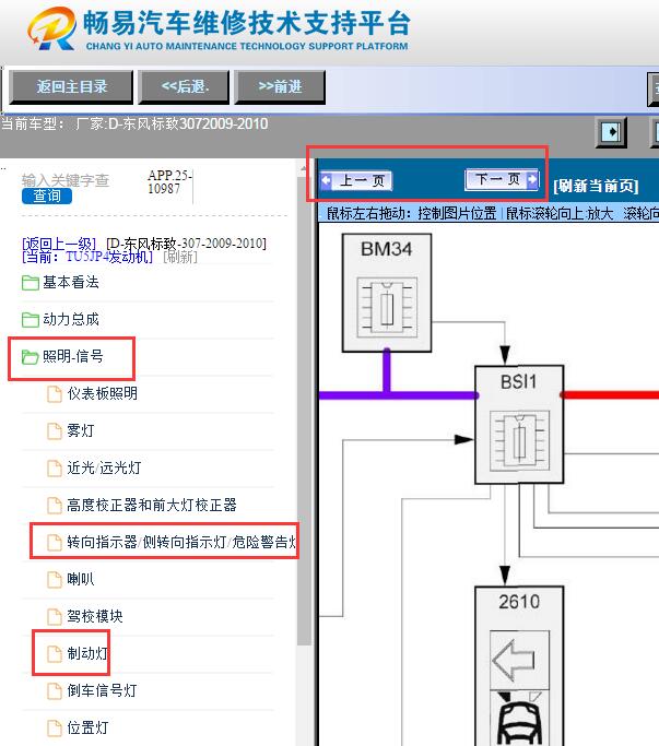 2009年标志307  刹车灯和左后转向灯电路图
