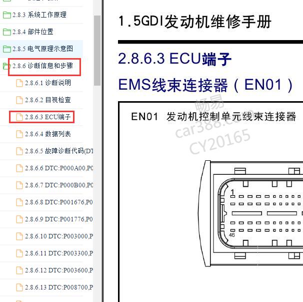 2020-2021年传祺GS4 4A15J1 发动机针脚